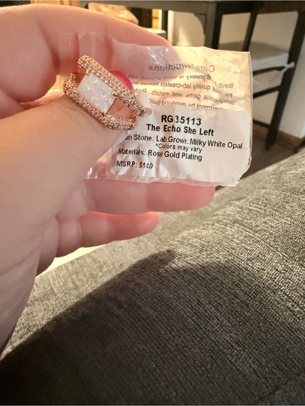 Rose Gold Opal Pavé Open Band Ring — The Echo She Left